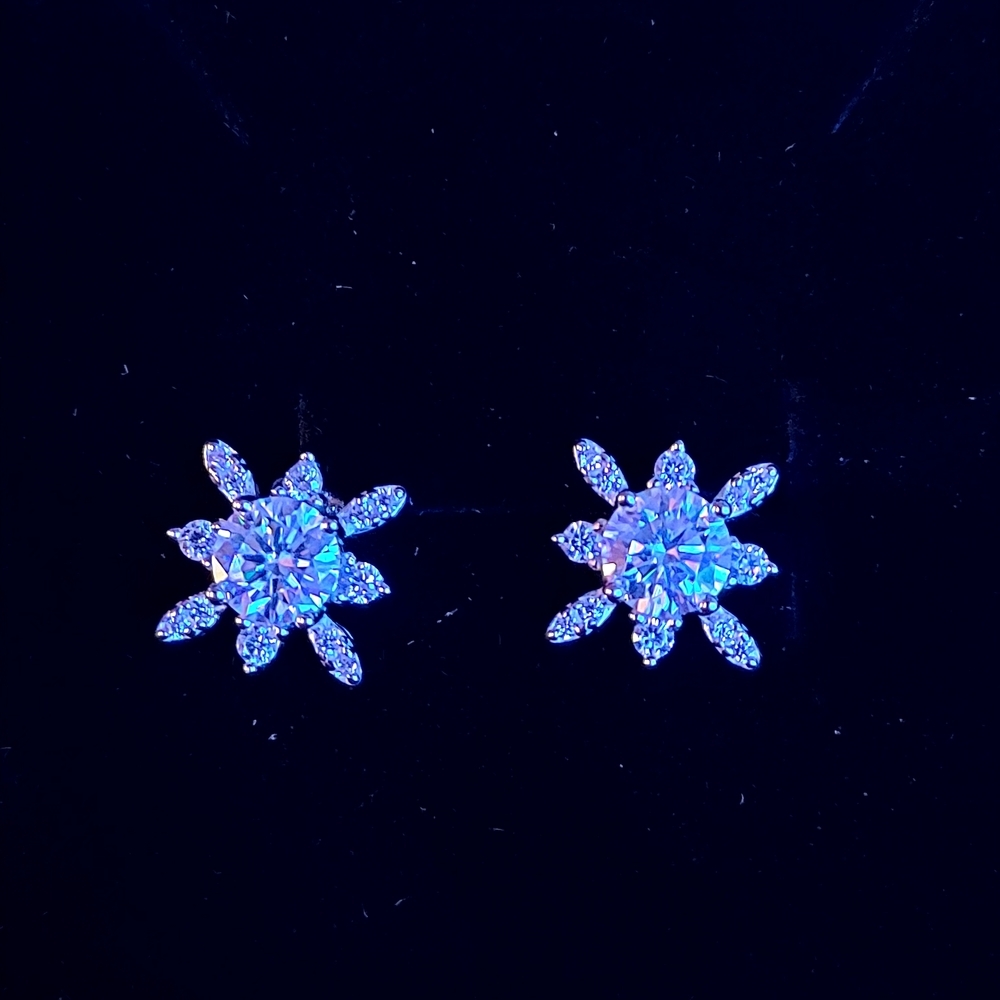 Mossinate Elegant Silver Flower Stud Earrings #48